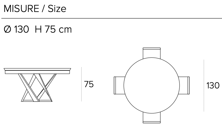 Размеры обеденного стола Target Point Cronos Wood D130 см, круглый, TP1B0